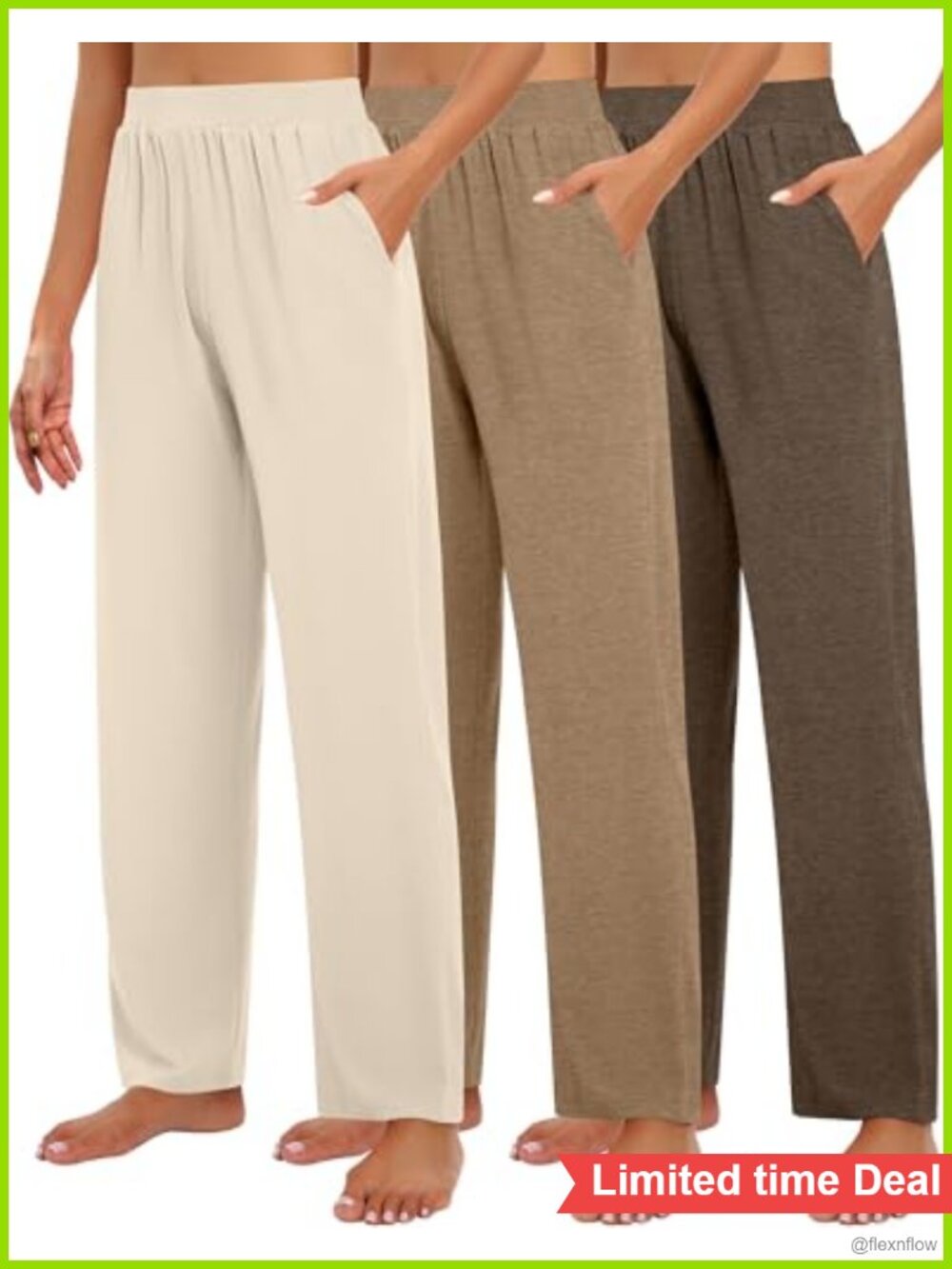 3 Pack Wide Leg Lounge Sweatpants with Pockets High Stretch